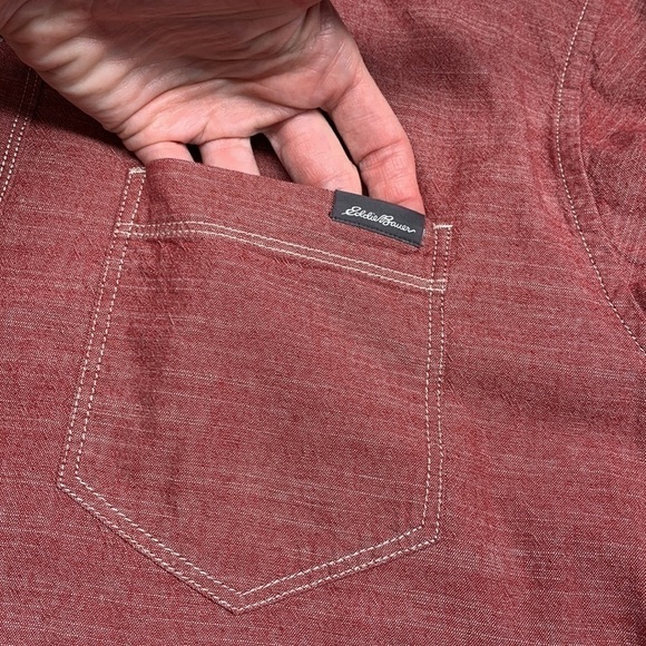 Eddie Bauer Long Sleeve Button Down Cotton Shirt Small Red - Picture 3 of 11